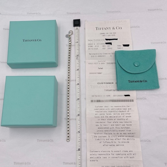 Tiffany & Co. Venetian Link Bracelet Interlocking 925 Sterling Silver W/ Pouch - Picture 10 of 11